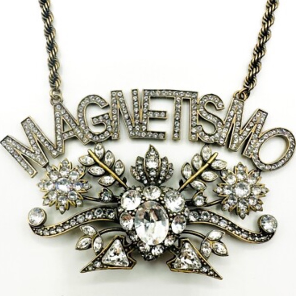 GUCCI “Magnetismo” Gold-Tone and Crystal Statement Necklace NWT